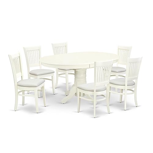 Avon 7-Piece Wood Table and Dining Chairs in Linen White