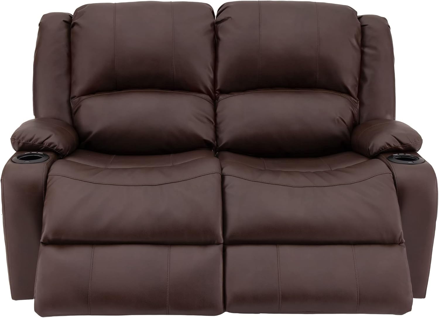 RecPro Charles 58" Powered Double RV Wall Hugger Recliner Sofa RV Loveseat with Upgraded 2023 Fabric (Mahogany)