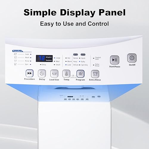 Miniatura 7 de Lavadora portátil de 1.7 pies cúbicos, lavadora de ropa pequeña de carga superior de 12 libras, combo de lavadora compacta y giratoria totalmente