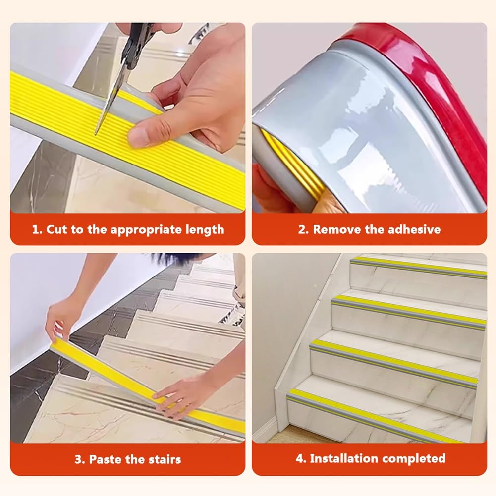 PVC Treppenkantenprofil 5x2.5cm Selbstklebend Treppen-Kantenschutz 100-2000cm Antirutsch-Profil Treppenprofile(Blau,16.4 ft/500 cm)