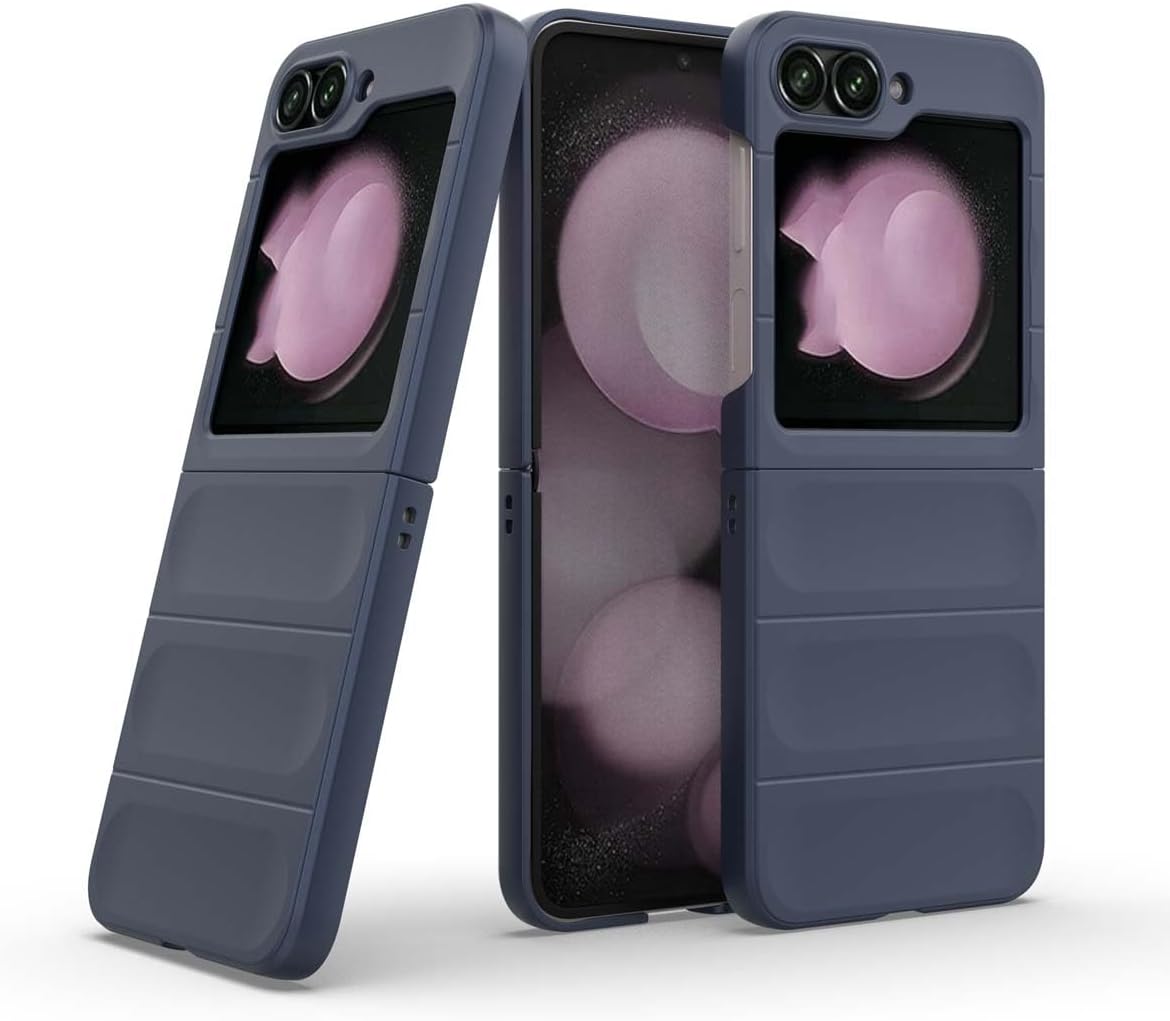 Coque galaxy z flip 6 – PEIYE Coque pour Samsung Galaxy Z Flip 6, matériau PC durable, dos rainuré, résistant aux chocs, coque, finition unie élégante, coque – Bleu foncé