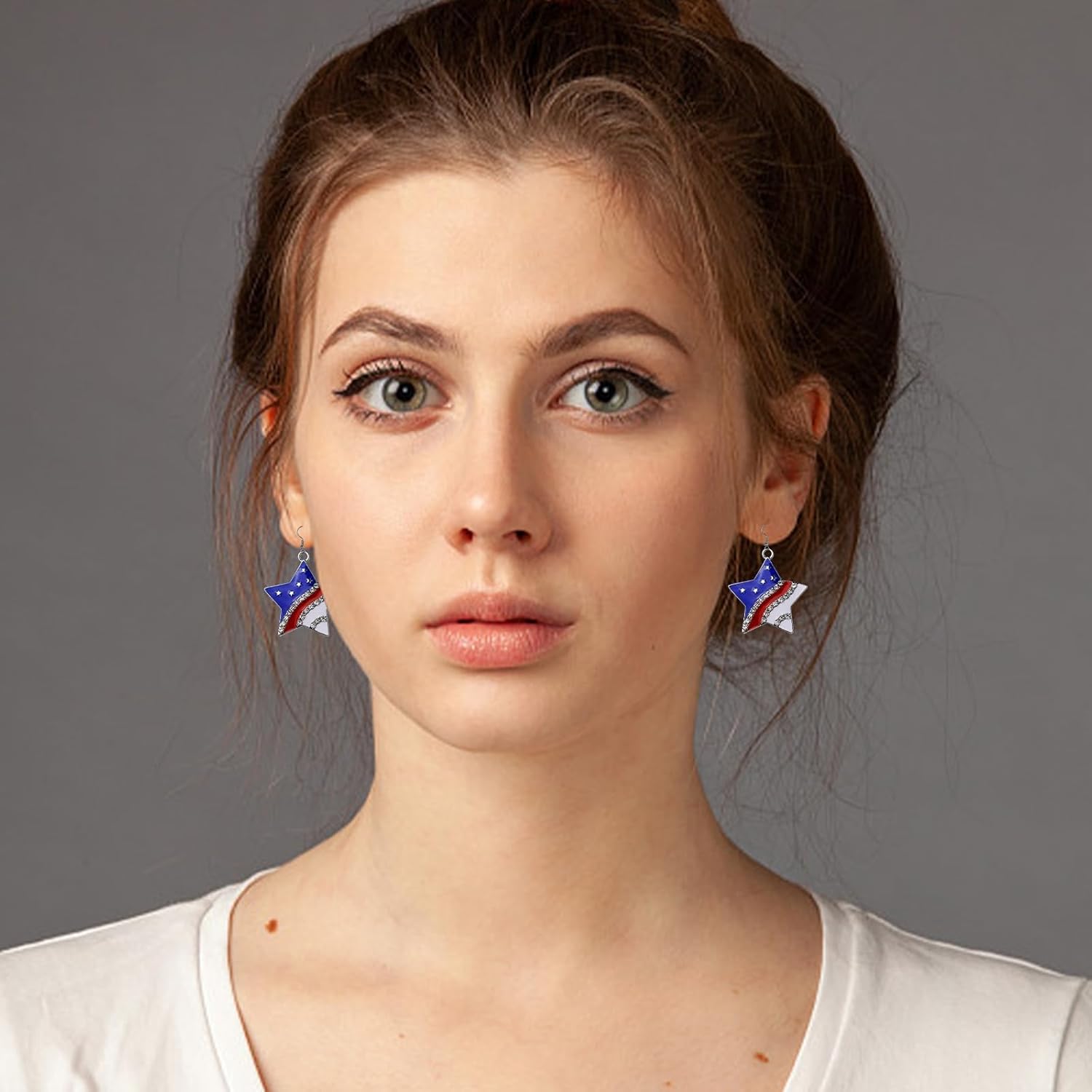 3 Pairs Woman Earrings American Flag 4th of July Earrings Patriotic Star Earring - Image 6
