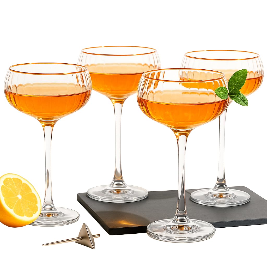 Copas de champán acanaladas de 8.1 oz perfectas para inauguración de casa y fiestas de otoño