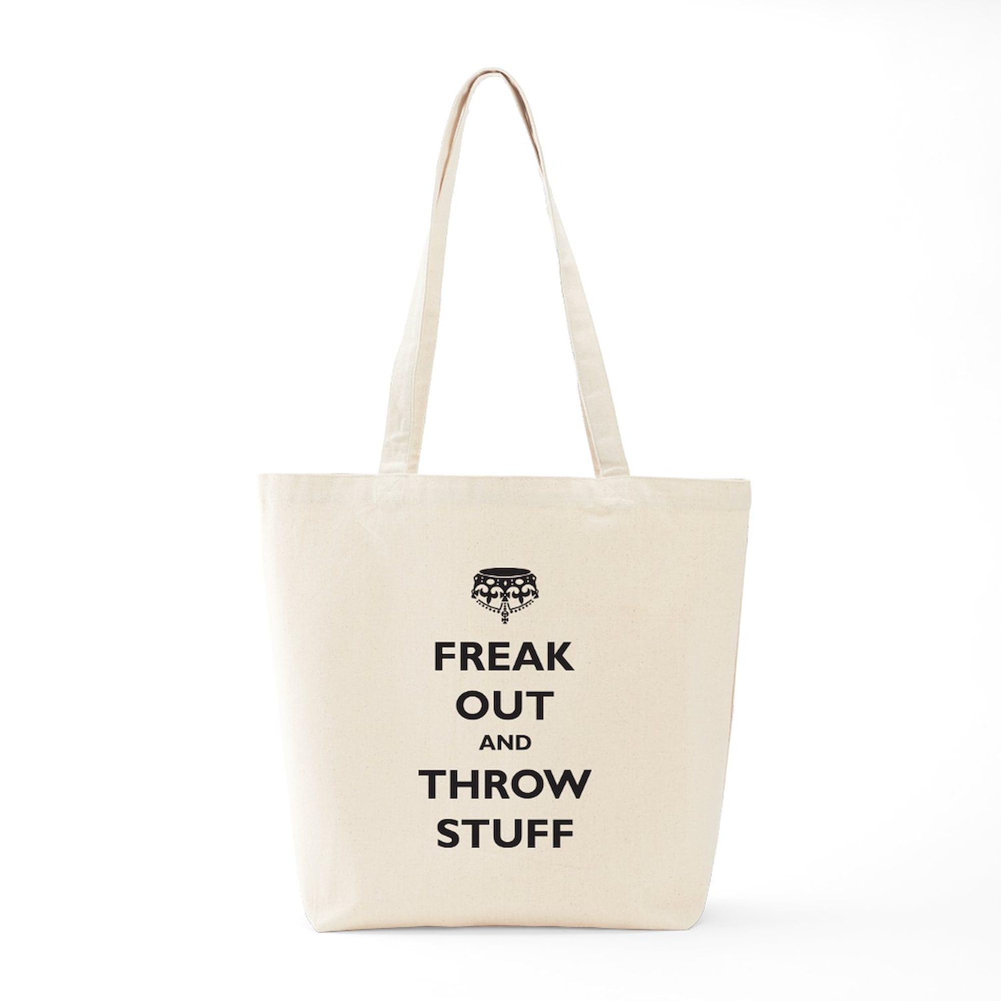 CafePress 'Freak Out & Throw Stuff' Tote Bag - Reusable Natural Canvas Shopping Bag