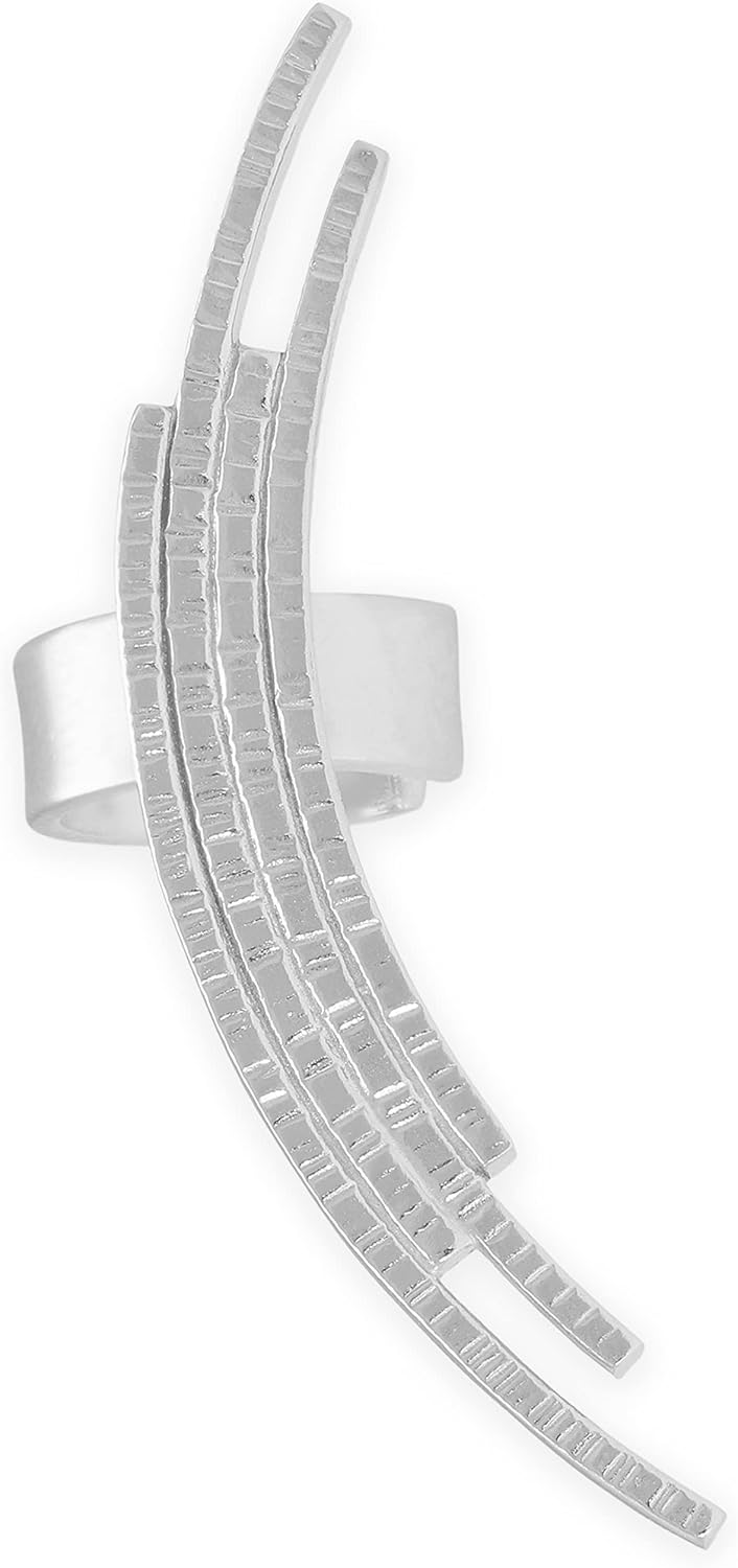 Curved Ear Cuff Earring No Piercing Required, 925 Sterling Silver Gold Plated, Hammered Finish, Hypoallergenic and Nickel-Free, Single - Handmade by Emmanuela - Image 3