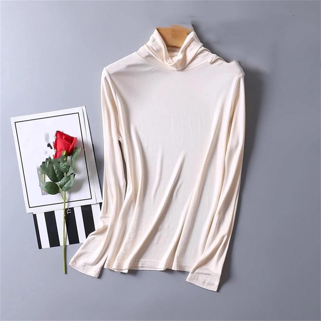 Women's Silk Thermal Underwear Top Winter Second Skin Warm Inner Wear Basic Base Layer Shirt