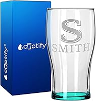 Vista 38 de Vaso de pub personalizado elaborado con nombre de círculo de 20 onzas, copas de cerveza grabadas con fondo azul con texto personalizado, regalo