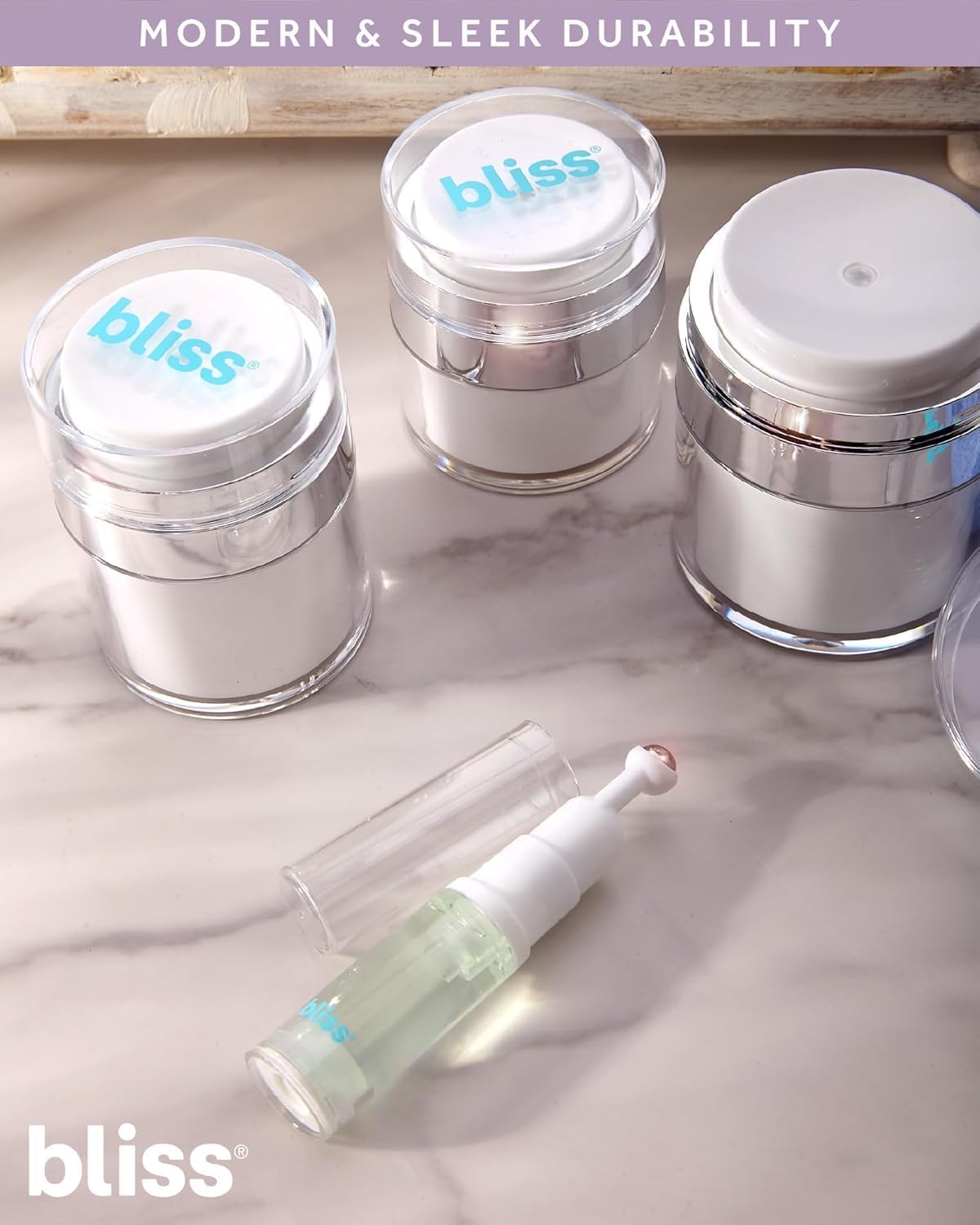 Bliss Travel Bottles Set - 4PC Airless Pump Bottle Containers, Perfume Atomizer Mini Spray Bottles & Leakproof Travel Size Containers for Skincare Lotions & Liquids, Size One Size, White Jar