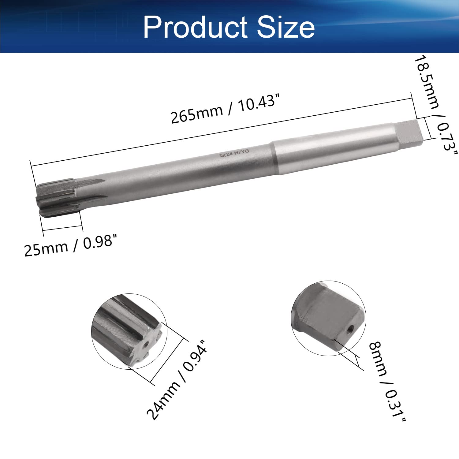 Auniwaig 24mm Chucking Reamer H7 Tungsten Carbide Lathe Machine Reamer Round Shank Milling Cutting Tool for Metal Non-Ferrous Metal Copper