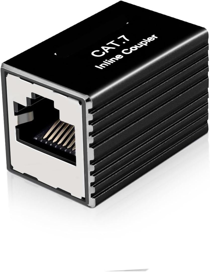 RJ45 10Gbps Ethernet Coupler Adapter Aluminum Alloy Female to Female Compatible with Cat5E Cat6 Cat7 Network Extender(3 pcs,Black)