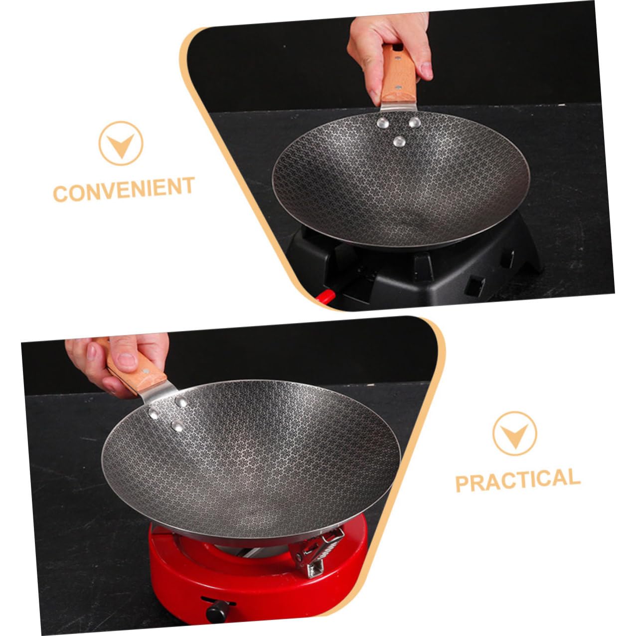 Wok in Ferro Piccola Padella Wok Giapponese Tradizionale Per Cucina Compatibile Fornelli Gas e Fiamme Libere Per Uso Domestico e Cottura Rapida