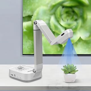 Book Scanner, 13MP Foldable Document Camera with Auto Focus, Stitched Images and Split-screen Comparison, Adjustable Height and 170° Swivel Arm, No Delay, for Distance Live Demo