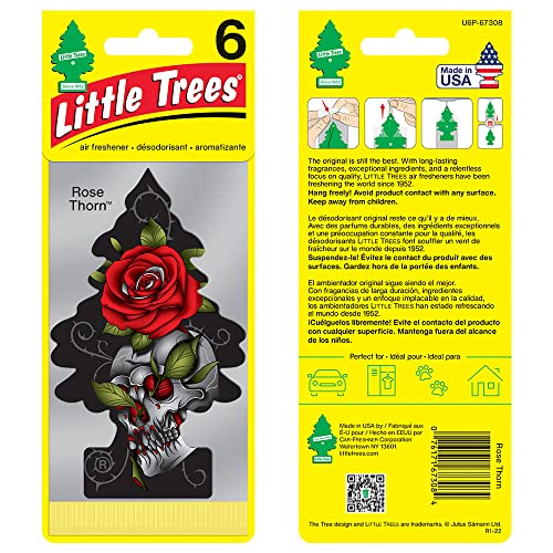 Little Trees Car Air Freshener I Hanging Tree Provides Long Lasting Scent For Auto Or Home I Rose Thorn, 6-Packs (4 Count) #TOP2
