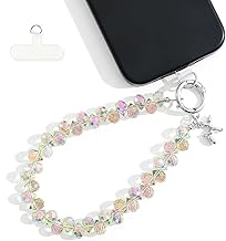 KHOLAD Crystal Phone Wrist Strap Phone Charm Chain Keychain Beaded Cellphone Lanyard with Tether Tab Hands-Free Wristlet Bracelet Wrist Grip Strap for Women