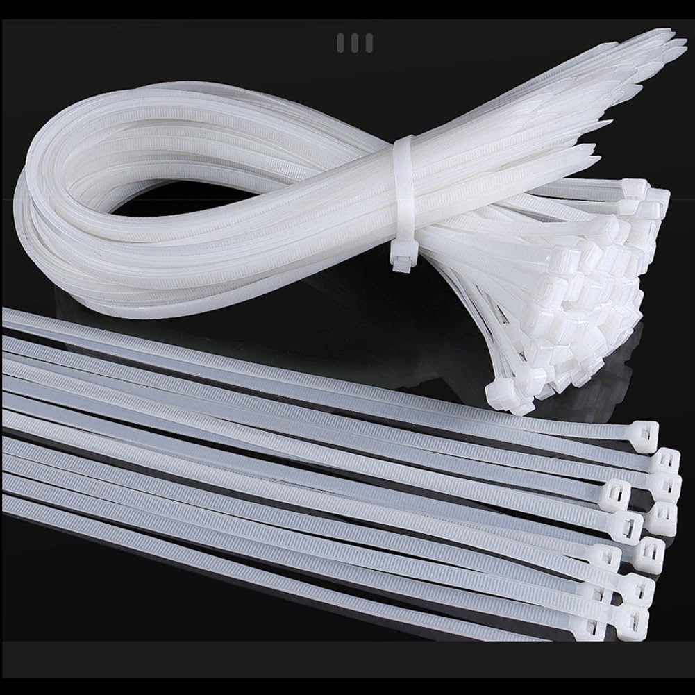 Kabelbinder 100 Stück 0.9*40cm Weiß Selbsthemmend Kabelbinder Große Nylon Selbstsichernder Multifunktionaler Cable Zip Ties Kabel KlettbandCable straps für Kabelmanagement Gartenarbeit Wohnen