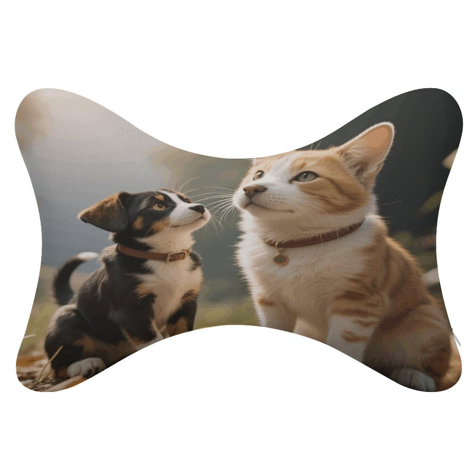 VstaDank Cat Dog Car Pillow Soft Car Neck Pillow Breathable Dog Bone Shaped Travel Neck Pillows Washable Removable All-Season Universal Cars Head Rest Pillows