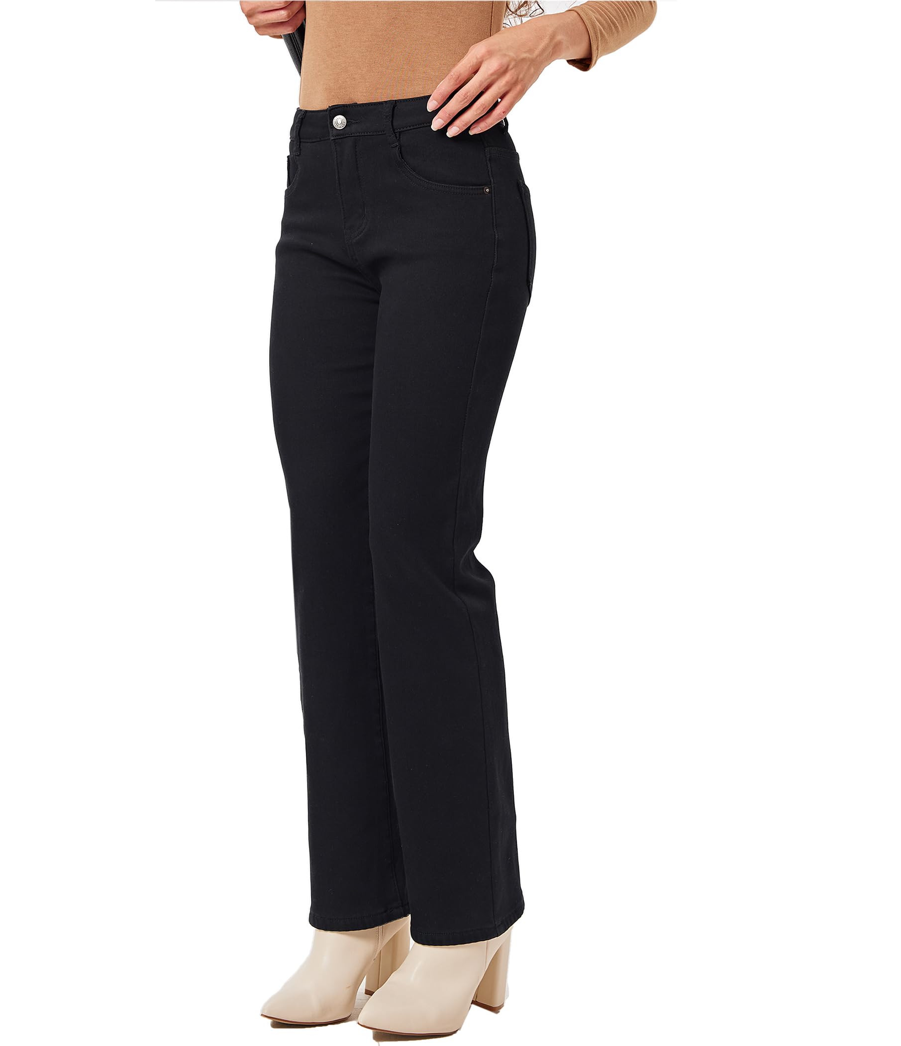 Fakanhui Damen Fleece Gefüttert Weites Bein Jeans Winter Thermo Flanell Lose Casual Warm Jeans