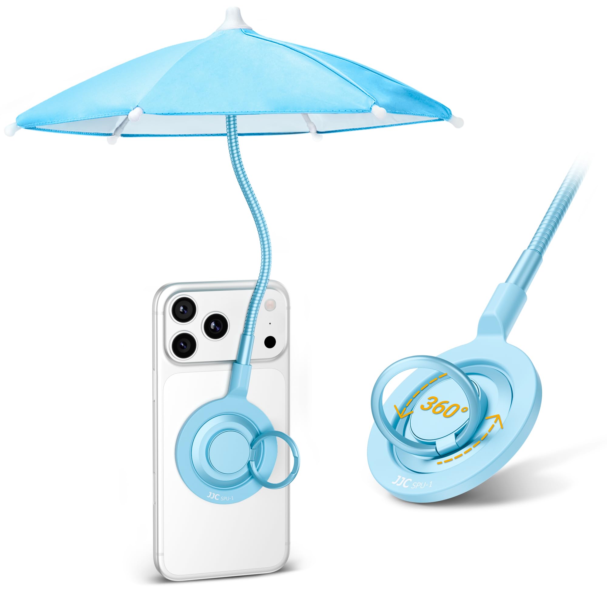 Kiorafoto Ombrello per cellulare, parasole da esterno per cellulare, con design ad angolo regolabile e anello girevole, compatibile con iPhone 17, 16, 15, 14, 13, 12 Pro Max Plus