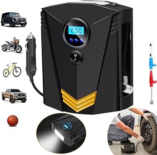 0TO1 TECH Air Compressor Portable Tire Inflator for Car Tires, Digital Pressure Gauge, LED Light, Presetting & Auto Shut-off 12V DC Air Pump Max 150 PSI for Car SUV Motorcycle Bike ATV Ball