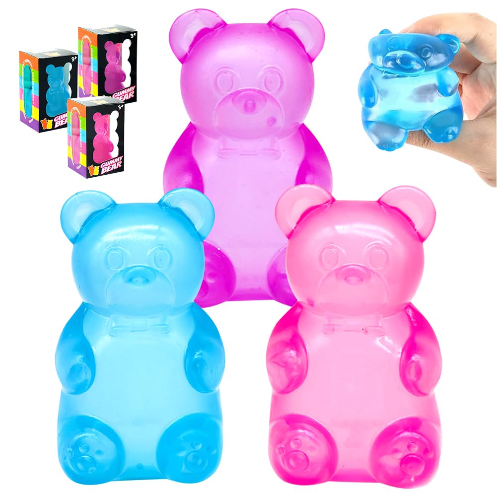 Fidget Stress Ball, Raindrop Stress Balls, Squeeze Toys for Kids Adults, Raindrop Shaped Soft Fidget, Squishy Fidget Toys, Sensory Toy for Anxiety Relief, Birthday Party Gifts (Gummy Bear)