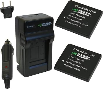 Wasabi Power Battery 2-Pack and Charger for Canon NB-8L and Canon PowerShot A2200, A3000 is, A3100 is, A3200 is, A3300 is