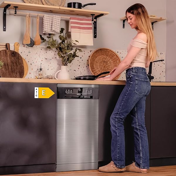 Cecotec Lave-vaisselle Bolero Aguazero 4201 Inox E. 1850 W, 11 couverts, 6 programmes, Classe E, Dual Zone Wash, Départ Différé, AquaStop Électronique, Panneau Tactile, 45 cm de largeur - 5