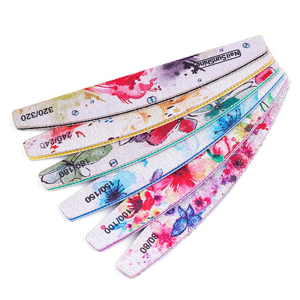 6 PCS Different Grit Nail Files and Buffers, Flower ...