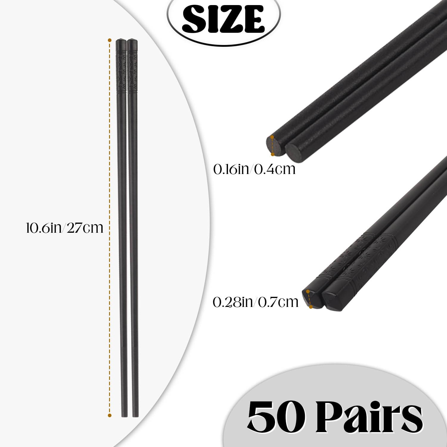 Fiberglass Chopsticks,50 Pair Reusable Chopsticks Non-Slip Chopsticks Dishwasher Safe Chopsticks,Black Cherry Blossom Chopsticks for Japanese & Chinese Style Cooking, Beginners Chopsticks,9.5