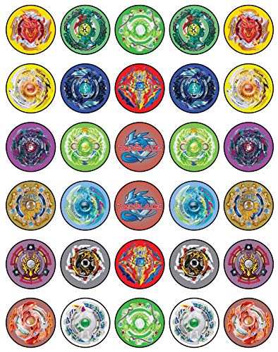 30 x Edible Cupcake Toppers Themed of Beyblade New Collection of Edible Cake