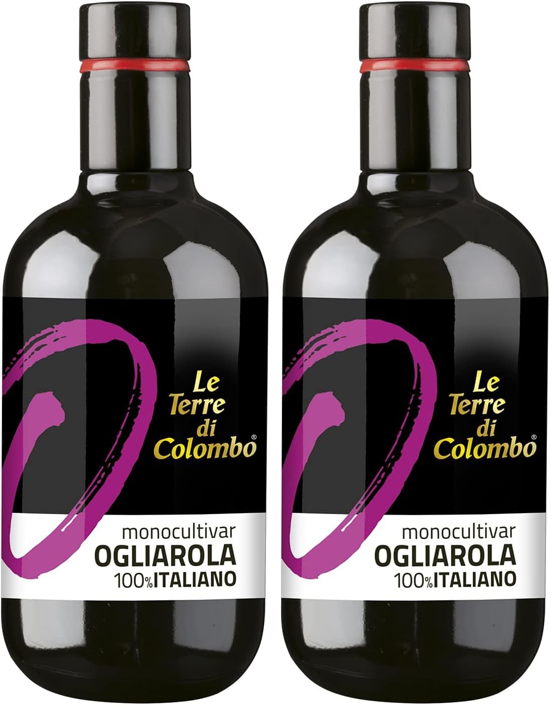 Le Terre di Colombo – Olio extravergine di oliva, 100% italiano, monocultivar Ogliarola, 500 ml (Confezione da 2)