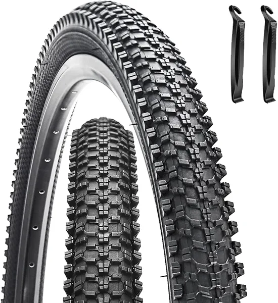 2 Pack Bike Tire 24 X 1.95 Inch Folding Replacement Bike Tire with Tire Levers Foldable Bead Wire Bicycle Tire for Mountain Bike (24 X 1.95)