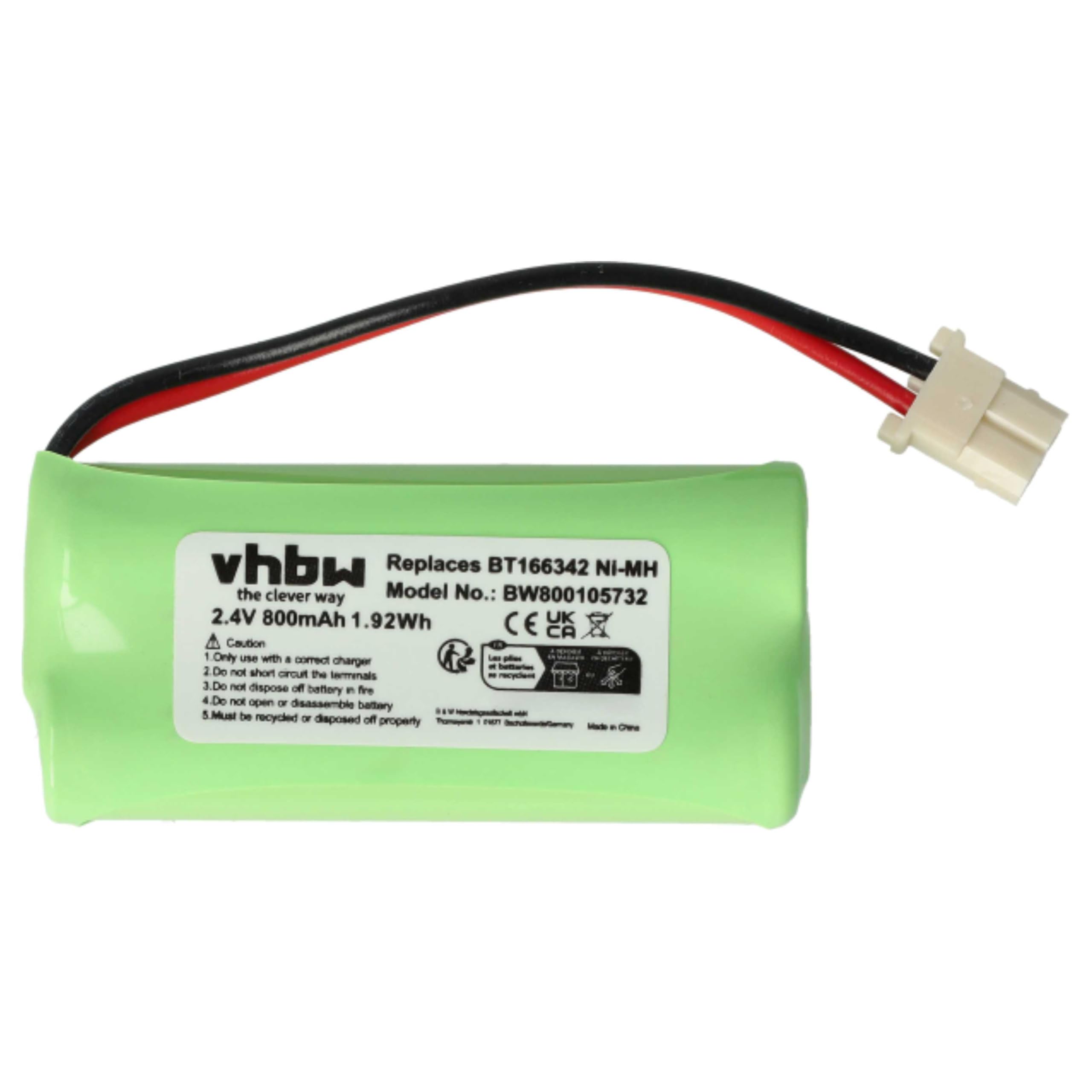 vhbw Batterie Compatible avec V-Tech DM221-2, DM222, DM221 Moniteur bébé, babyphone (800mAh, 2,4V, NiMH)