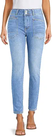 Sidefeel Women's Skinny Jeans Straight Leg High Waisted Stretchy Ankle Denim Pants with Patch Pockets