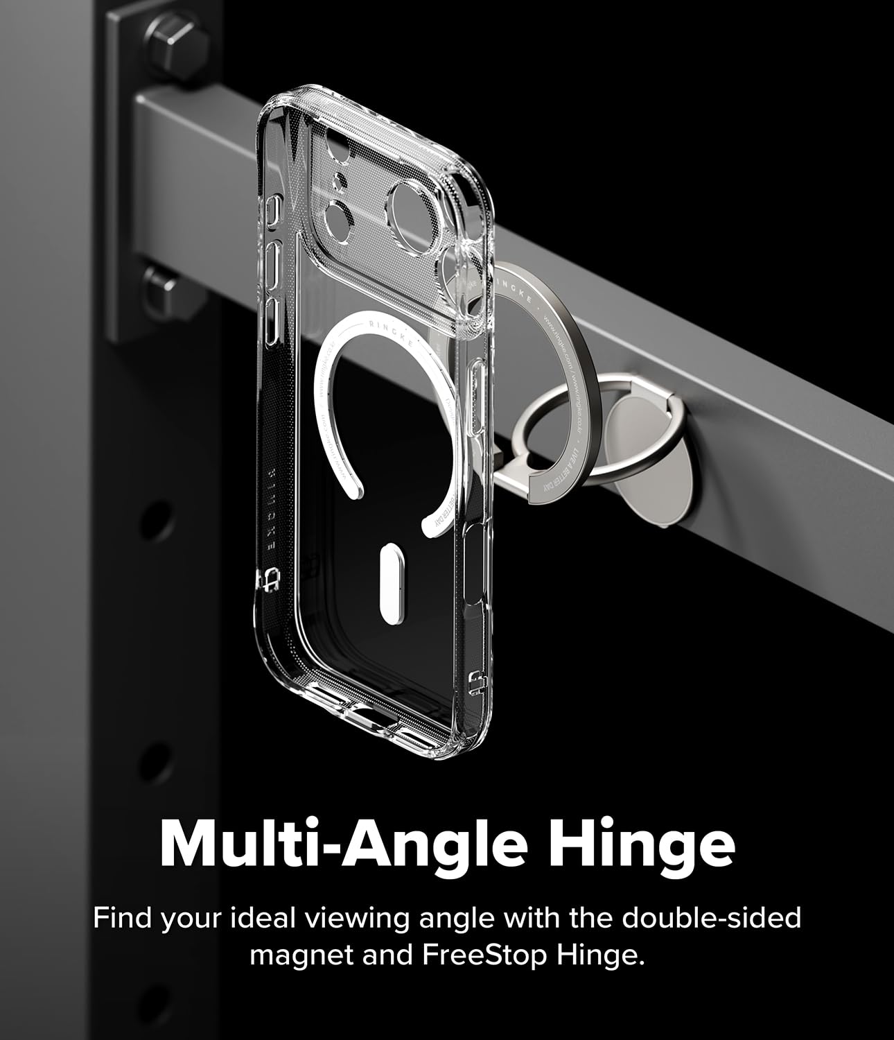 Ringke Dual Magnetic Smart Holder [Compatible con MagSafe] Soporte con Agarre, Doble Imán Potente, Soporte Plegable de 3 Niveles para Gimnasio, iPhone, Galaxy, Pixel - Satin Silver