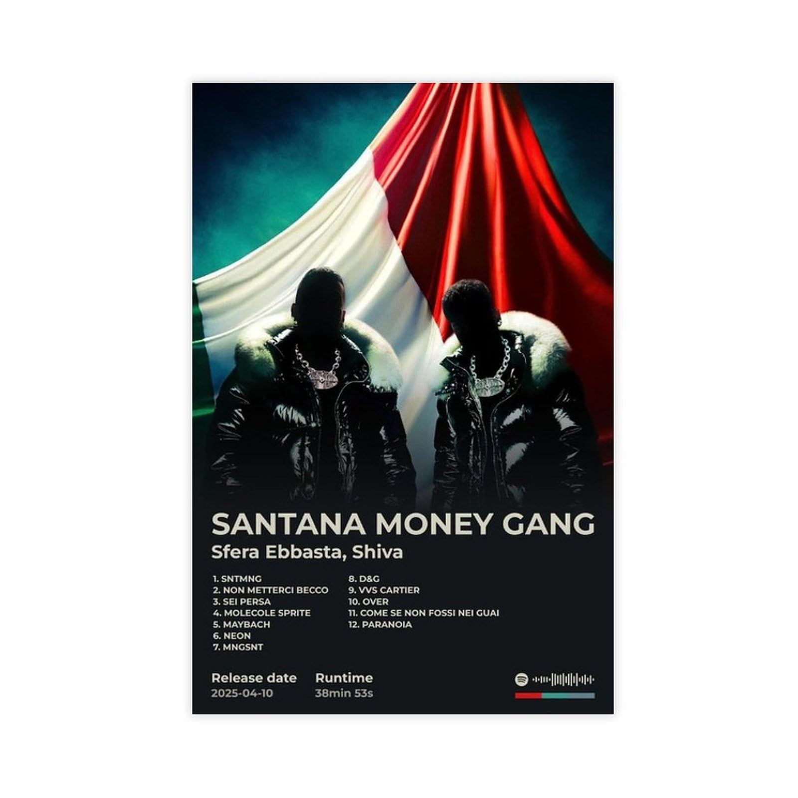 PJEYGF Poster su tela con copertina di album musicale Hip Hop Santana Money Gang, decorazione per la casa, idea regalo