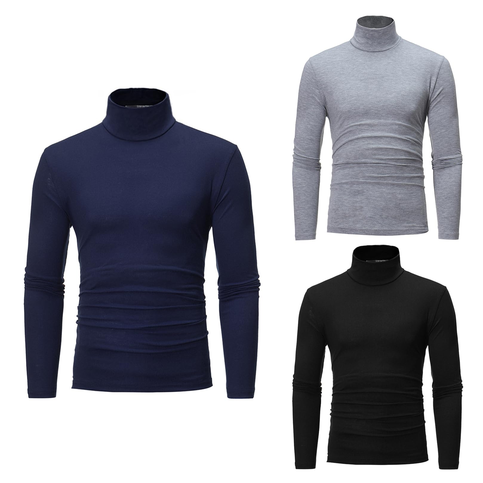 ranrann Lot de 3 Haut Thermique Homme Manche Longue T-Shirt sous-vêtement Maillot de Corps Slim Automne Hiver Casual Sport Basique