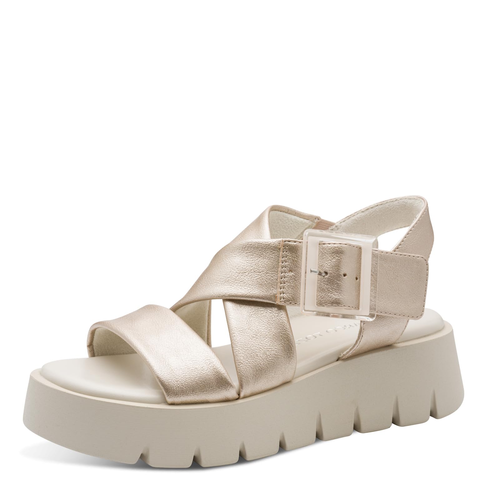 MARCO TOZZI women's sandal soft Feel Me footbed soft lining stylish, metallic (PLATINUM), 4.5 UK