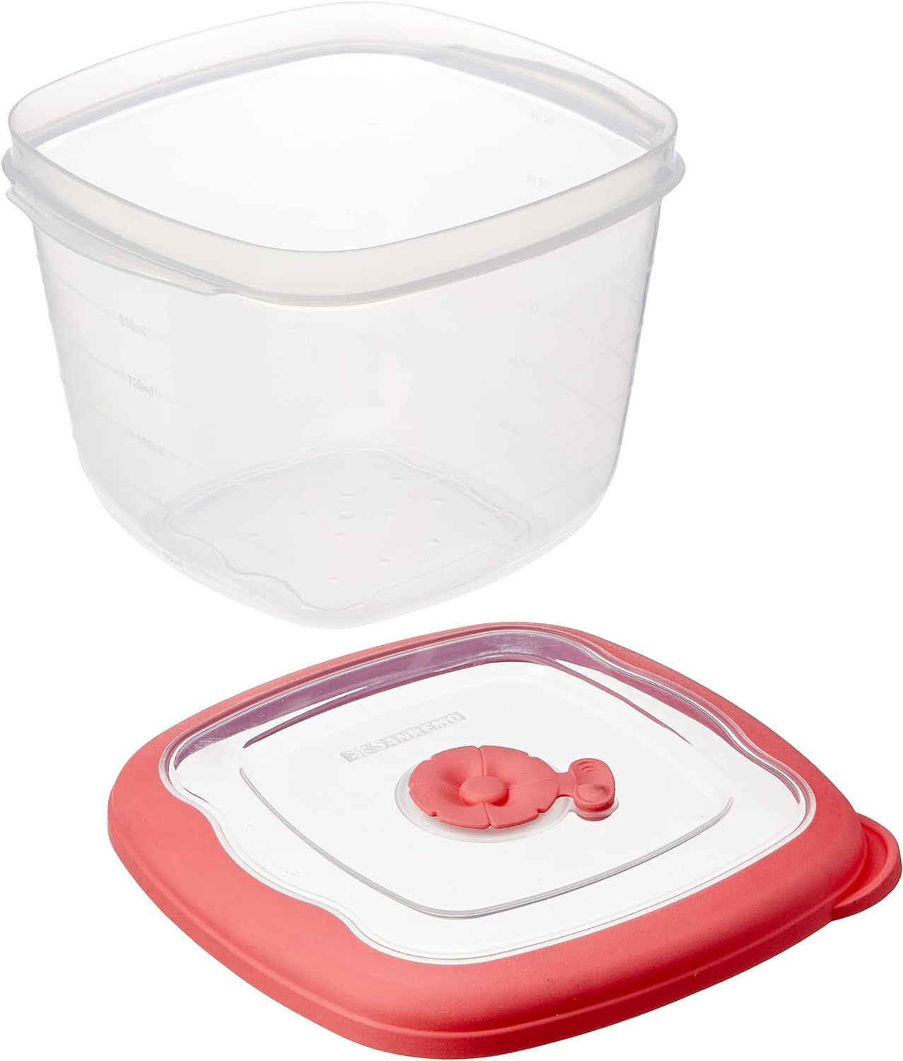 Tribello Contenedor de plástico para almacenamiento de alimentos para congelador con tapas, apto para microondas y lavavajillas, ventilación de vapor/tapa hermética, cuadrado, mediano, 40 onzas,