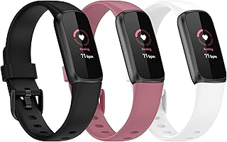 eiEuuk Sport Bands Compatible with Fitbit Luxe Watchbands, Small/Large Size Thin Soft Silicone Wristbands Replacement for Fitbit Luxe Smart Watch Women Men 2021