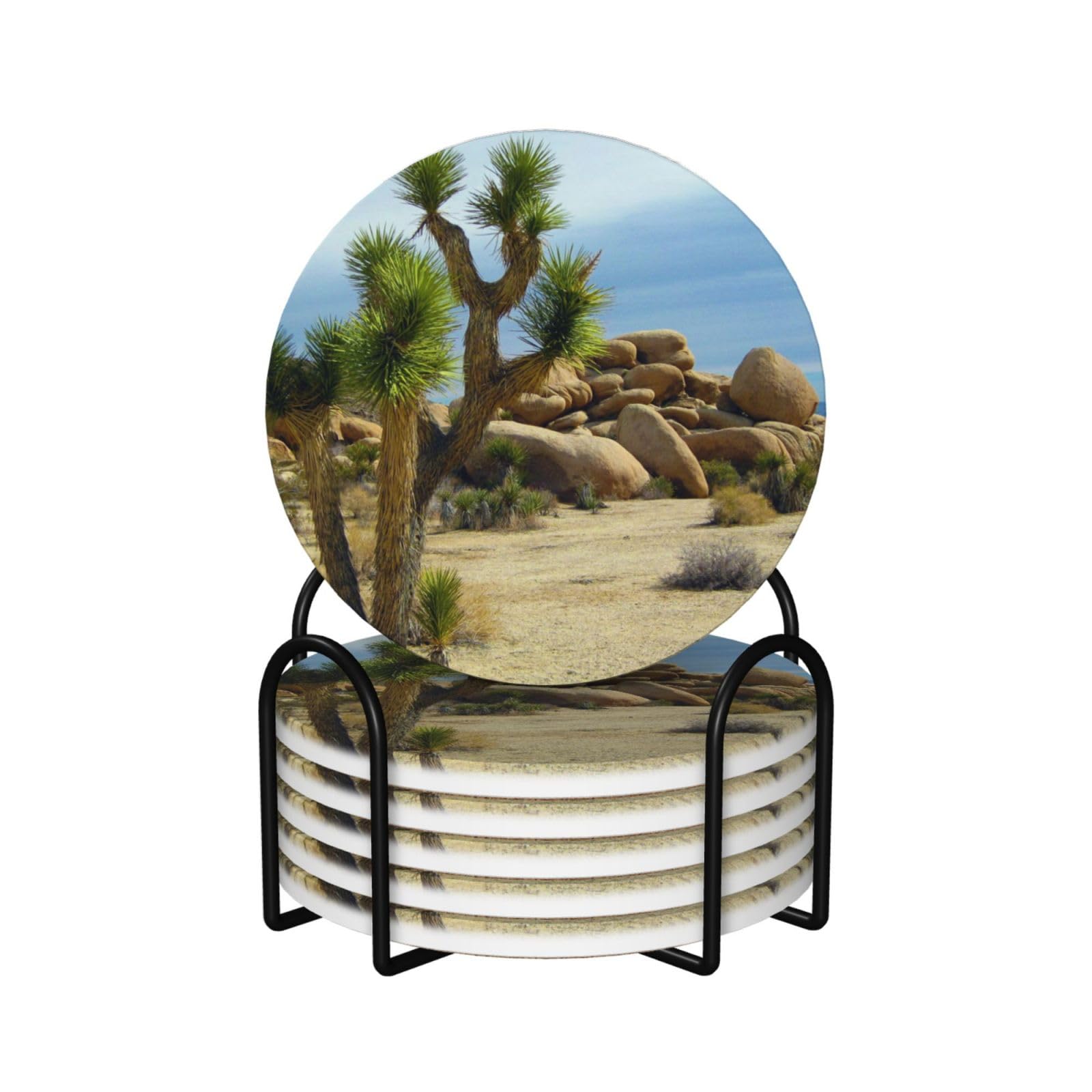 Dessous de verre en céramique anti-tache : lot de 6 avec motif arbre pour protéger vos tables
