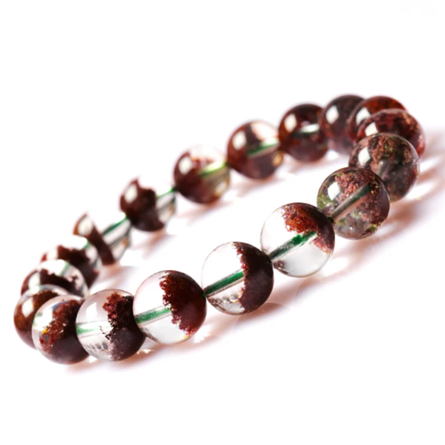 Damen & Herren Rotes Naturquarz-Edelstein-Armband mit runden Perlen, handgefertigt, Reiki-Energie-Schmuck für Meditation und Yoga,8mm