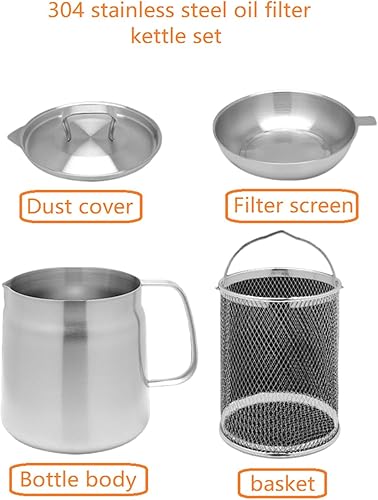 Miniatura 2 de Olla de filtro de aceite de acero inoxidable 304, separador de grasa, contenedor de grasa de tocino, contenedor de grasa para cocina, mini freidora