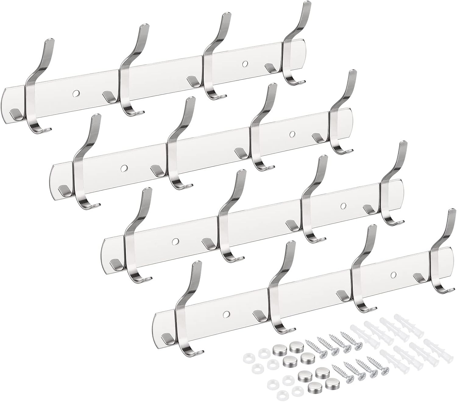 sourcing map Coat Hook Rack, Stainless Steel Wall Mounted Coat Rack