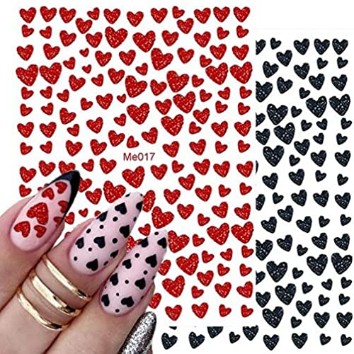 JMEOWIO Nagelsticker Valentinstag 10 Blatt Nagelaufkleber Selbstklebend Farben lieben Herz Nail Art Sticker Dekoration Nageldesign Zubehör Cover