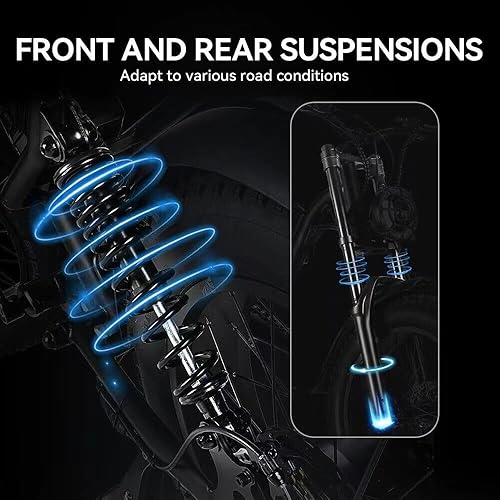 Miniatura 5 de PHNHOLUN Motocicletas eléctricas 2023 de 750 W para adultos y hombres  Bicicleta de cross de 20 pulgadas con batería extraíble de 15 AH, 6 capas de