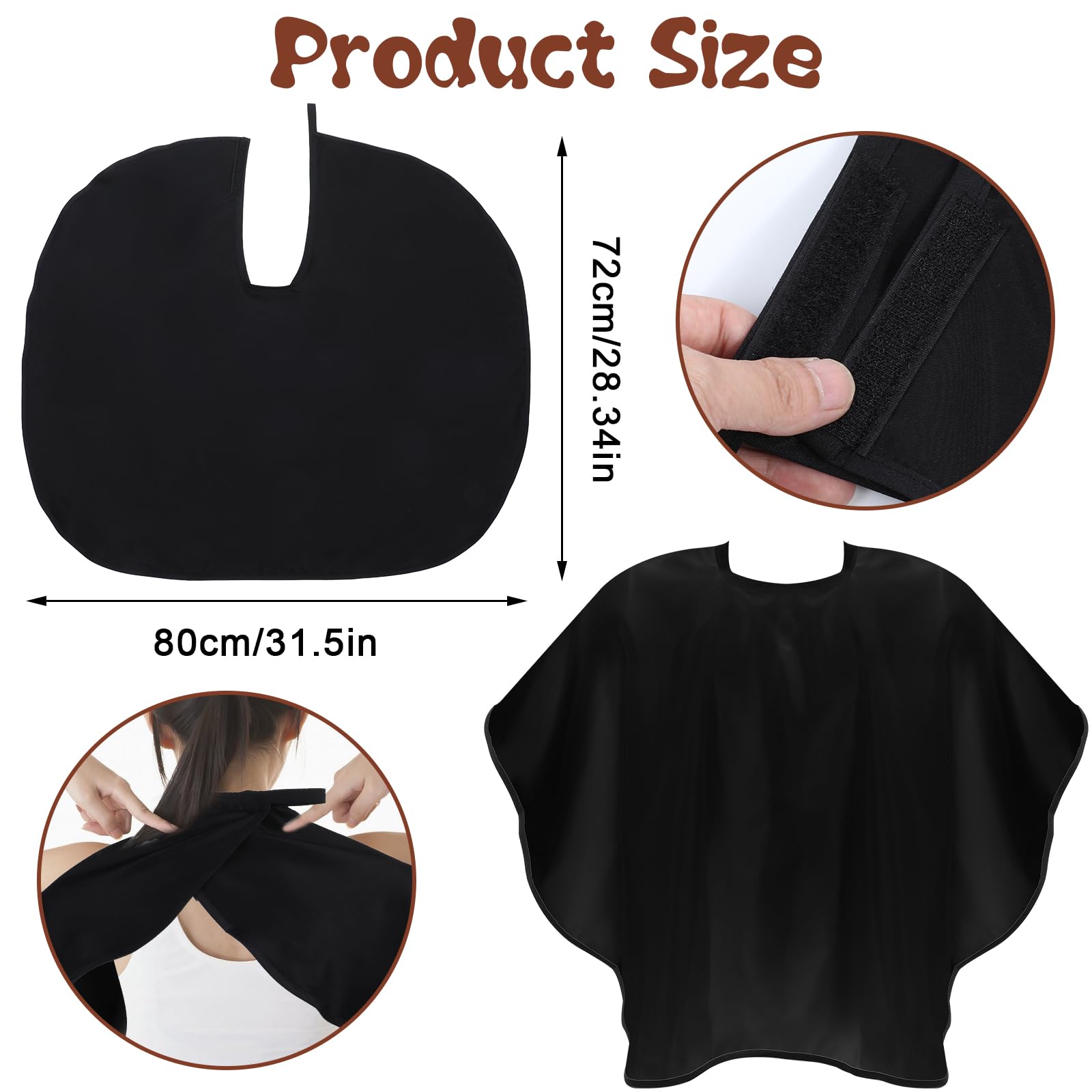 3-teiliges Make up Umhang, Make up Schürze für Kunden, Umhang zum Haareschneiden und Shampoonieren kurzer, Haarfärbeumhang für Haar, Schönheitssalon und Maskenbildner Zubehör(Schwarz)