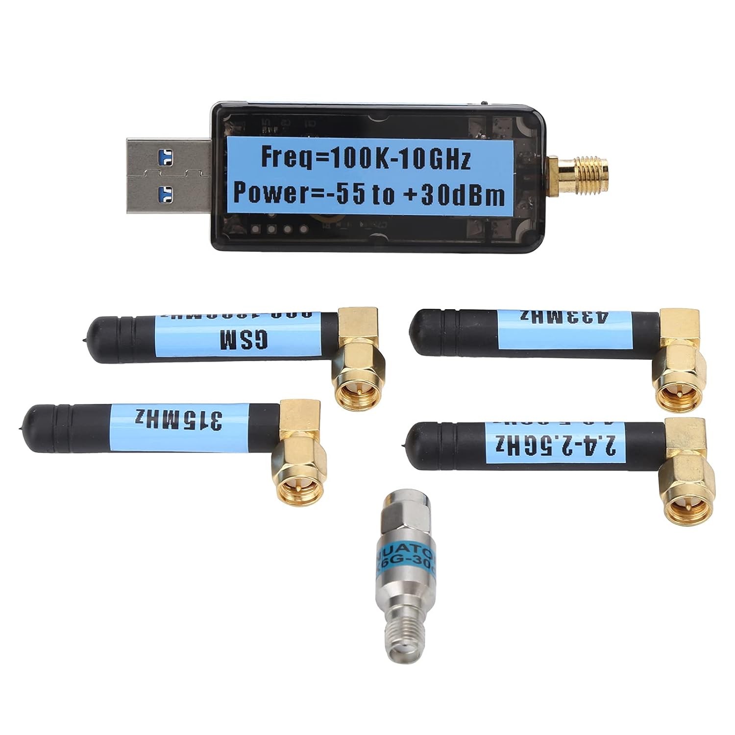 FLEXMAN USB RF Tester, Radio Frequency Power Meter with 4Pcs Antenna for RF Instrument Calibration and Equipment Testing