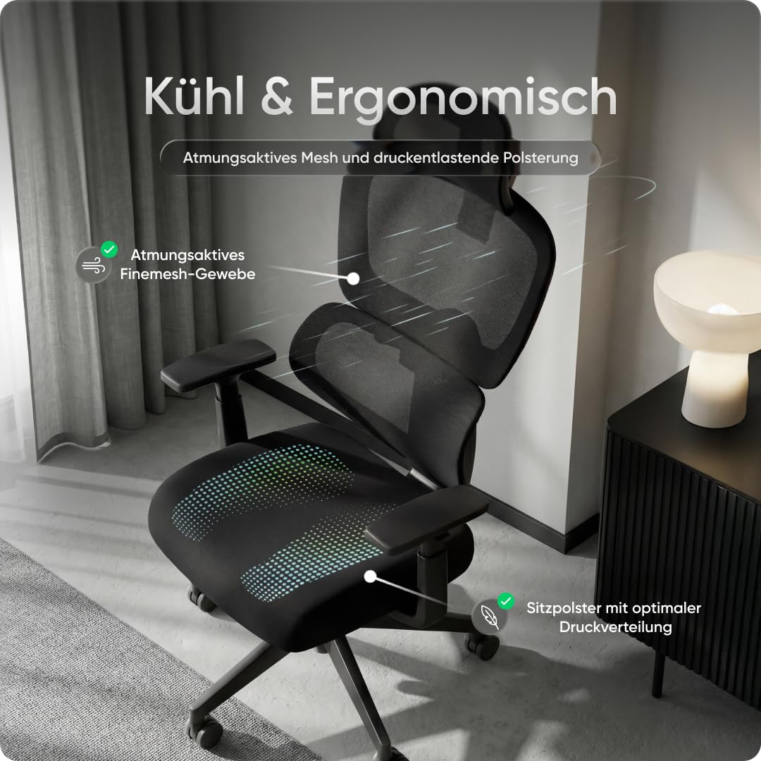 Move Bürostuhl ergonomisch bis 150kg (Testsieger) - 5 Jahre Garantie