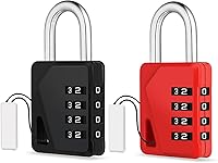 Vista 23 de ZHEGE Candado de Combinación, Candado de Combinación para Exteriores de 4 Dígitos para Gimnasio, Escuela, Portones, Puertas, Pestillos y rojo