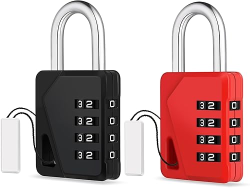 Miniatura 23 de ZHEGE - Candado pequeño para casillero de gimnasio, candado de combinación de 4 dígitos con etiqueta de nombre DIY, candado con teclado numérico 1